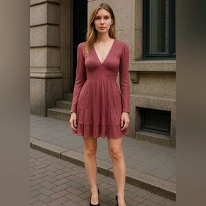 NEW WITH TAGS! Francesca's Collections Long Sleeve Dress Size XS V-Neck